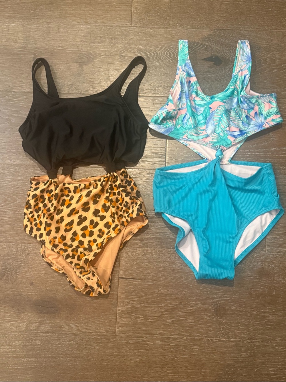 Kids One-Piece Swimsuits - Black & Teal Styles XL (14)